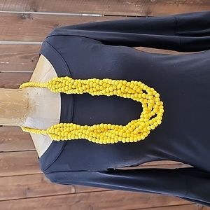 #77‎ Yellow Wood Bead Necklace & Earrings NWT
